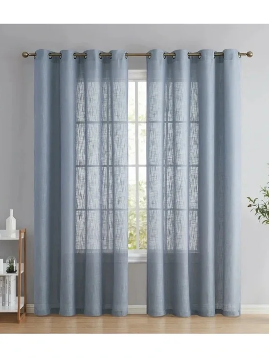 THD Serena Linen Light Filtering Grommet Curtains 2 Panels transparent
