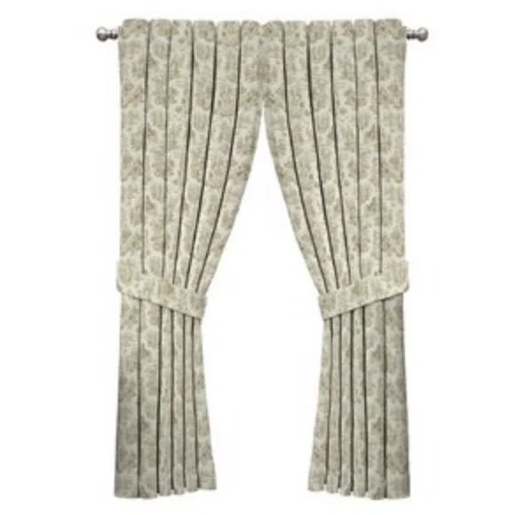 Waverly Charmed Life Curtain Panels Pair 52” W x 84” L Color Linen Toile New