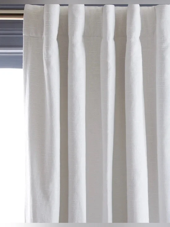 NEW Quince Cotton Slub Room Darkening Curtain - Single Panel (White) 48 X 108