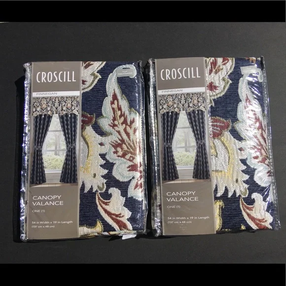 Croscill Valances Finnegan Canopy Pair 54” x 19” Floral  New