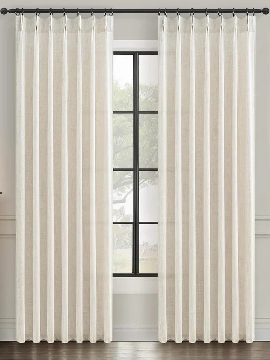 2 Donren Natural Linen  White  Cream Curtain