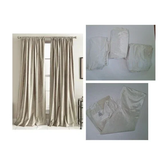 Rodeo Home Velvet Blackout Curtain Panel (3) Ivory DRA/FELIX 54x96
