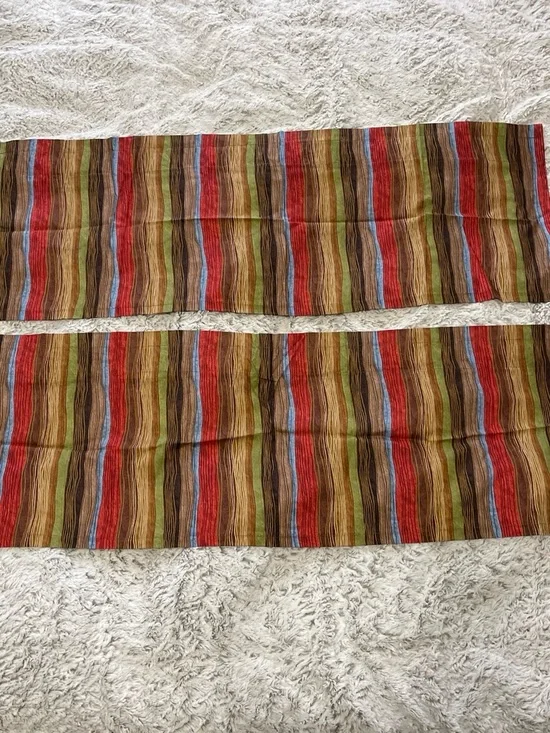 2 Striped Multicolor Window Valances Curtains Earth Tones 40x14”