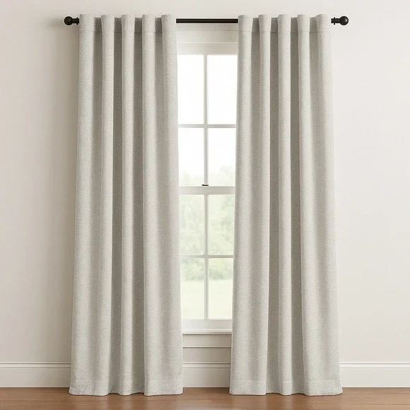 Lauren‎ Ralph Lauren Home Silver Faux Curtain Panels Set 2( 50x96) Textured Long