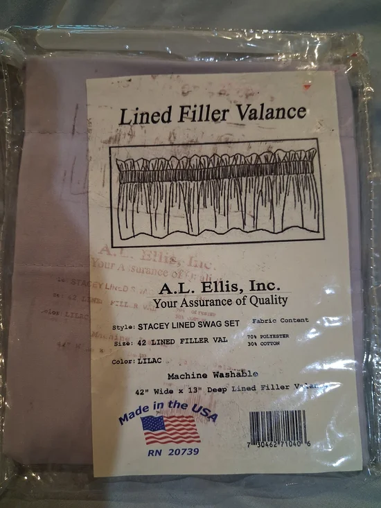 A.L. Ellis Lined Filler Valance in Lilac