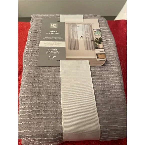 Hd Designs Sheer Window Panel Light Gray Raised Textured 63”