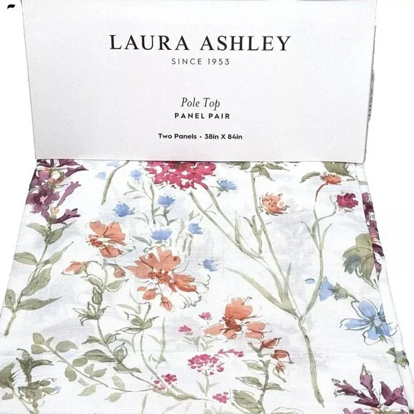Laura Ashley Wild Meadow Sienna 6 Window Curtain Panel Set Floral Garden 38x84