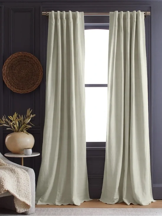 NWT QUINCE Set Of 2 48x84 Raw Silk True Blackout Curtain Ivory 9077
