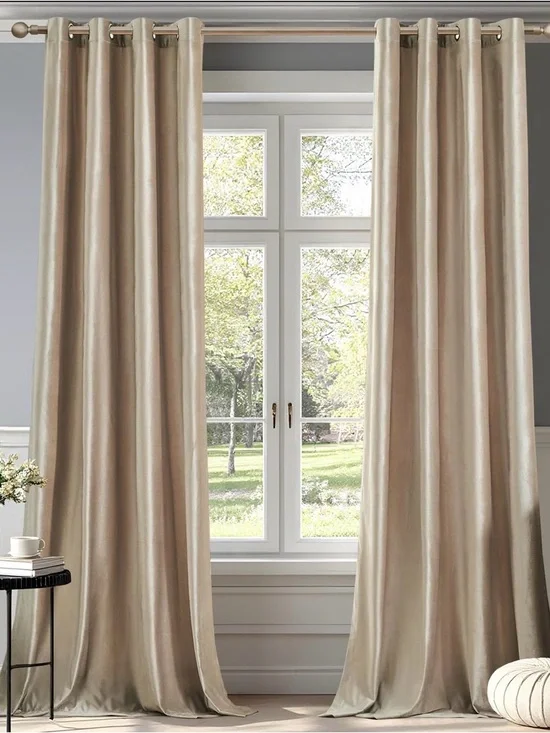 Luxe Cream Velvet Grommet Curtain Panels - 2 panels