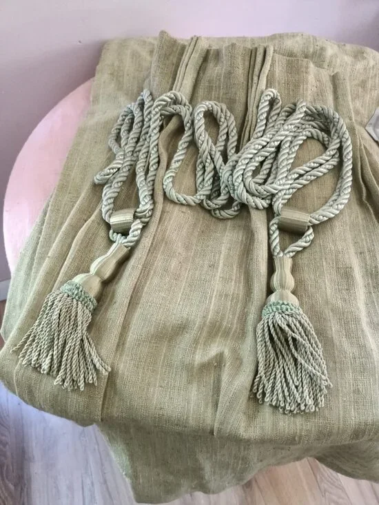 Vintage Chartreuse Pinch Pleat Drapes Curtains 80