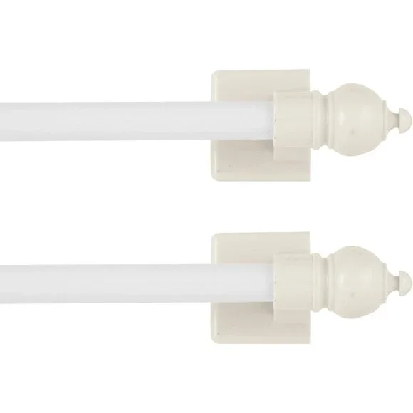 Magnetic Curtain Rod for Metal Doors/Metal Surfaces, 8.75-15.75 inch, 2Pk, White