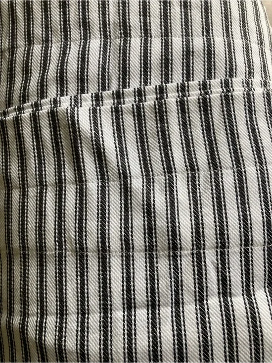 Cackleberry Home EUC Navy blue & White Striped Curtain panels