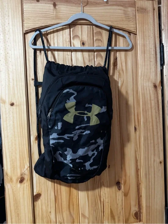 Under Armour Black Camo Drawstring Pack with Yellow Logo