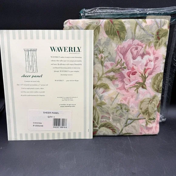 Vintage Waverly Sheer Curtain Panel Window Treatment 60x84 Floral Cottage‎ Boho