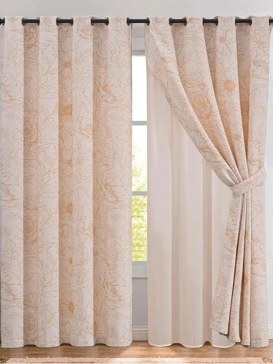 Floral Print Window Curtain set 4 piece set