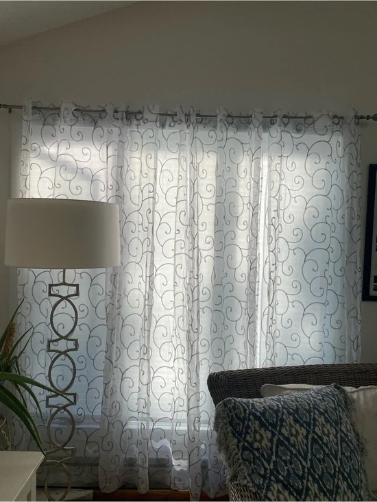 Sheer Swirl Window Curtains, Four Panels in White