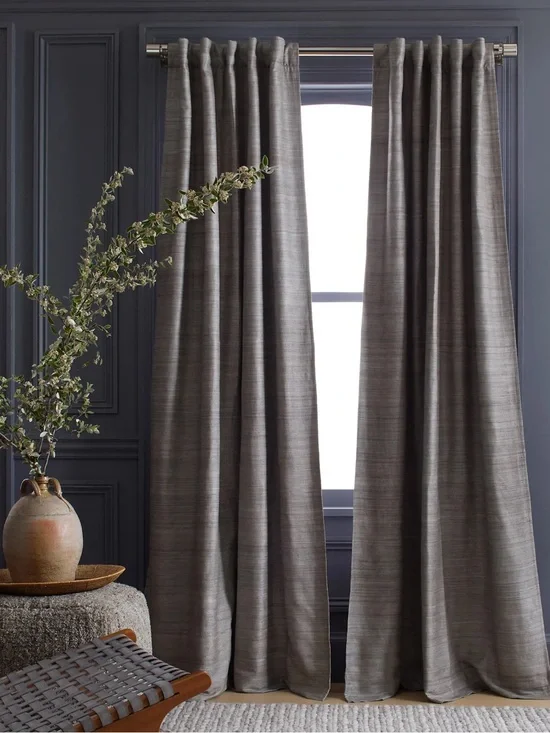 NWT QUINCE Set Of 2 48x96 Raw Silk Blackout Curtains 9025