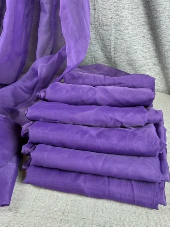 7 Sheer Curtain Panels Lot Purple Double Rod Pockets Whimsical Window 58