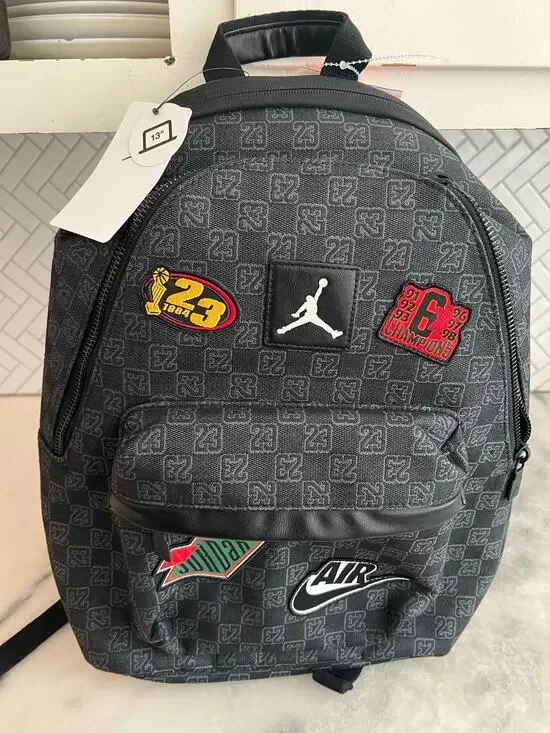 Jordan Air Monogram Backpack 20L Black Gray School Bookbag New With Tags