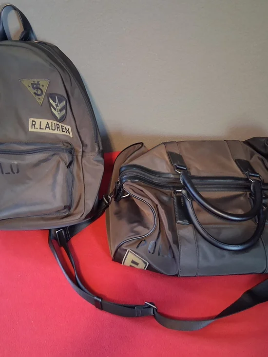 Polo by Ralph Lauren Olive Green & Black Backpack And Duffle Bag