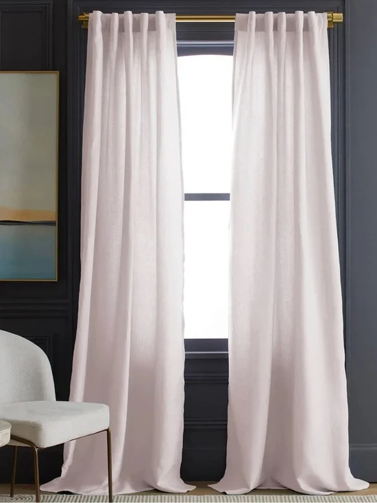 NWT QUINCE Set Of 2 48x84 European Linen Curtains Light Filt Vintage Blush 9000
