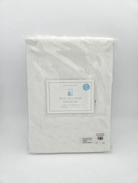 Pottery Barn Kids Solid Voile Sheer 100% Cotton Curtain Set 44