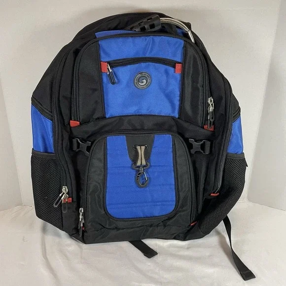 Soldier Knife Laptop Backpack Blue Black Travel School Bag Multi Pocket 18 inch