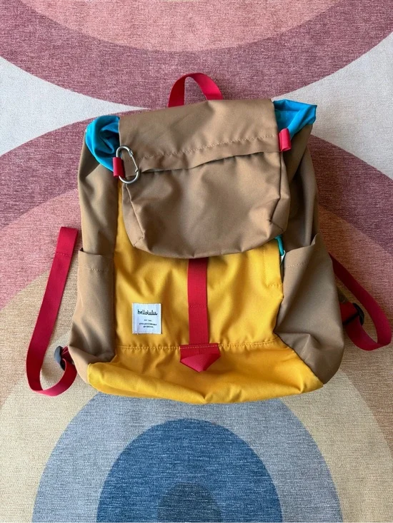 Hellolulu Men’s Colorblock Backpack in Brown, Yellow & Red