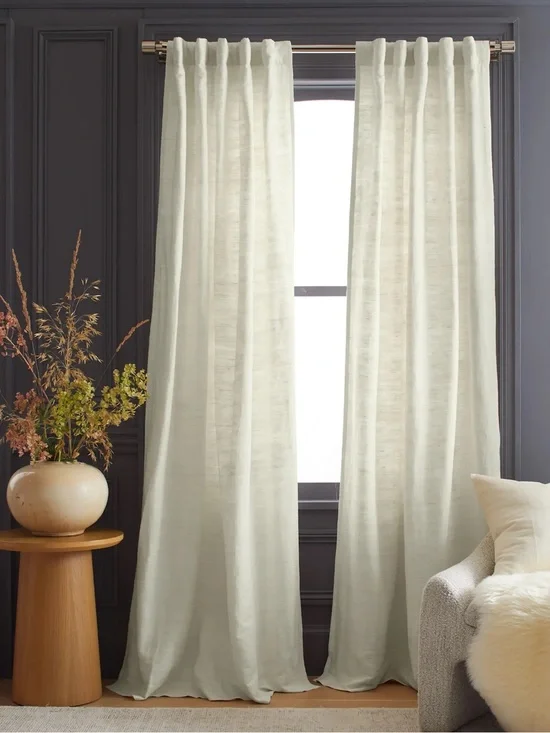 QUINCE Set Of 2 48x96 Raw Silk Curtains Ivory 8993