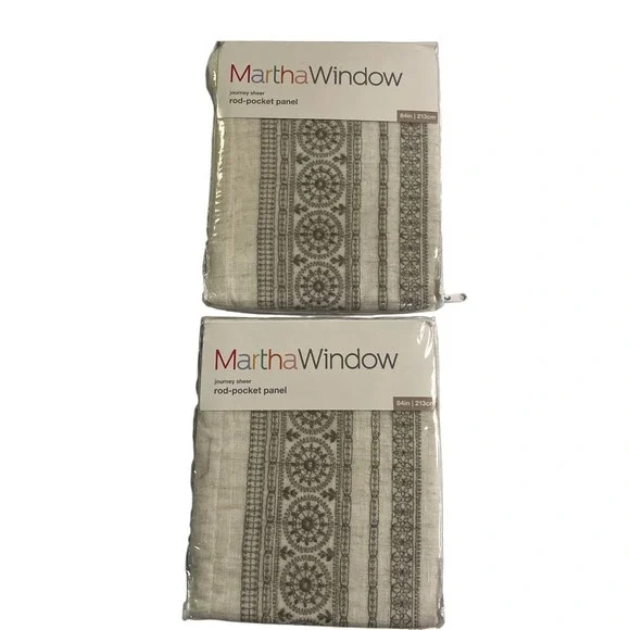 Martha Window‎ Journey Sheer Rod Pocket Panel Aluminum Khaki Set 50x84