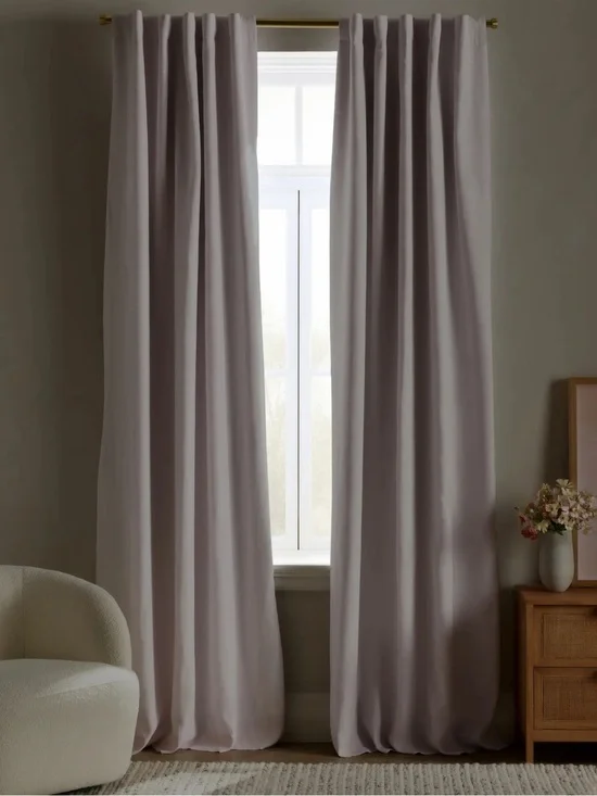 NWOT QUINCE 96x96 European Linen True Blackout Curtain Vintage Blush 8988