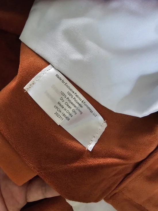 Exclusive Fabrics Rust Orange Velvet Blackout Curtain Panel 50x108 Single