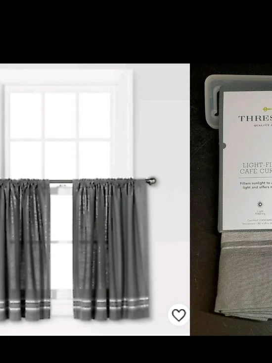 Threshold Gray Light-Filtering Cafe Curtains -