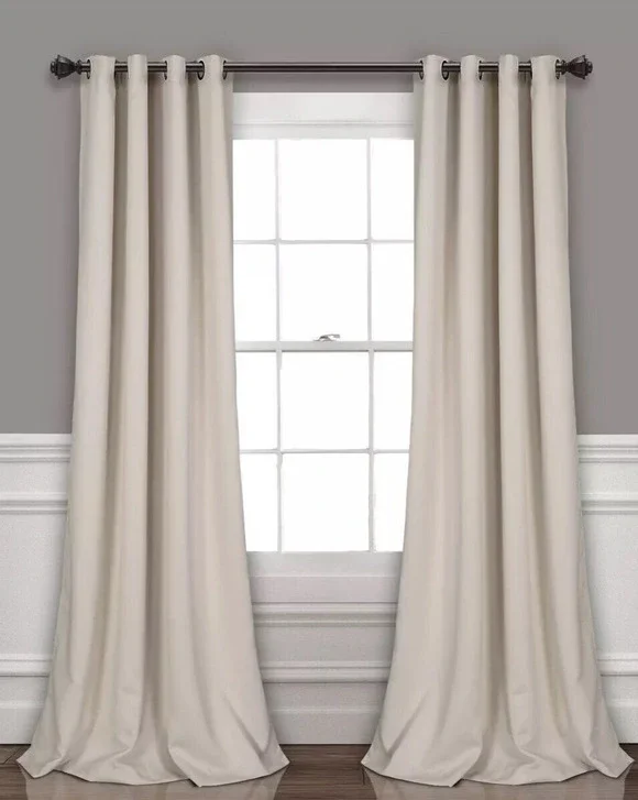 Lush Décor Set of 2 Insulated Grommet Top Blackout 52x108 Curtain Panel Neutral#