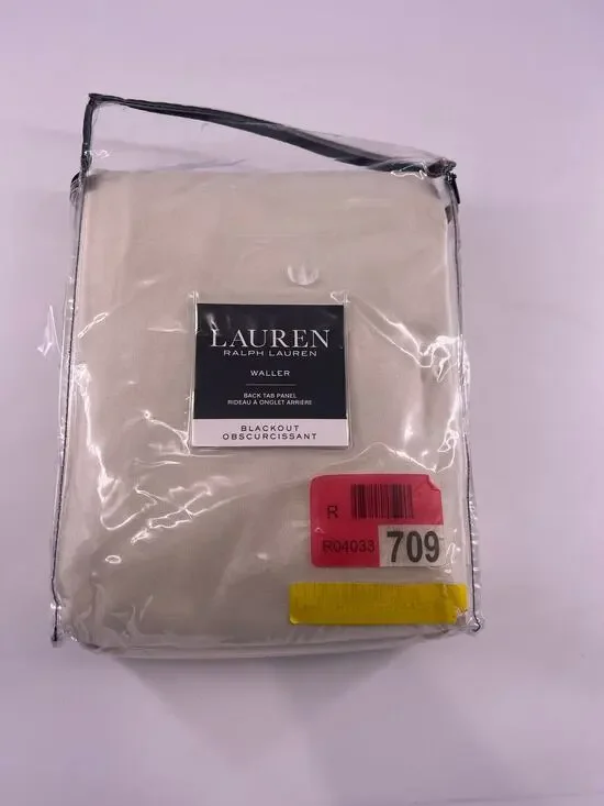 Ralph Lauren Waller Back Tab Panel Blackout Curtain  52 x 96 Natural Tan New