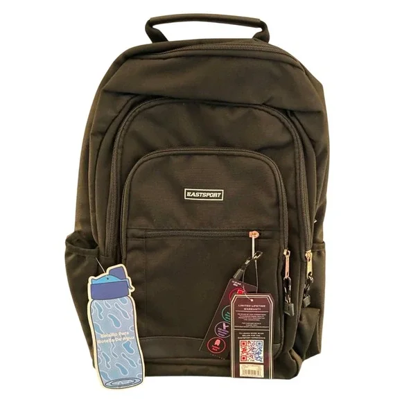 Eastsport Rail Tech Backpack Unisex OS Black NEW Laptop Sleeve Water Resistant