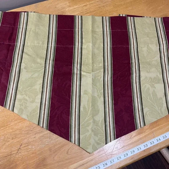 Waverly Home Classics Burgundy Sage Green Striped‎ Damask Valance 52x22
