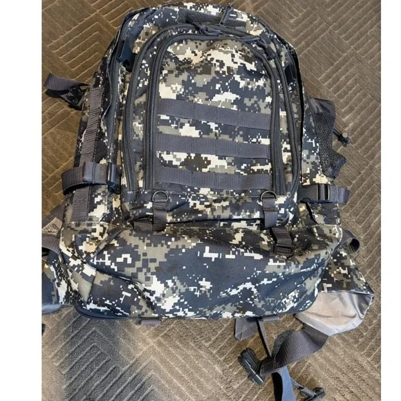 Tactical Backpack Digital Camo Large Military Assault Rucksack Grey Black‎