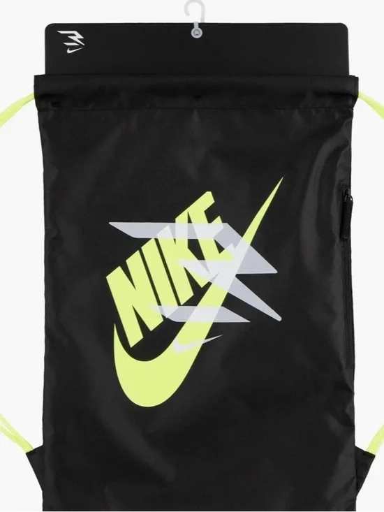 Nike Black Gym Sack with Neon Yellow Swoosh