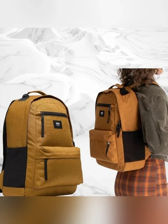 Vans Tan Canvas Backpack with Black Accents
