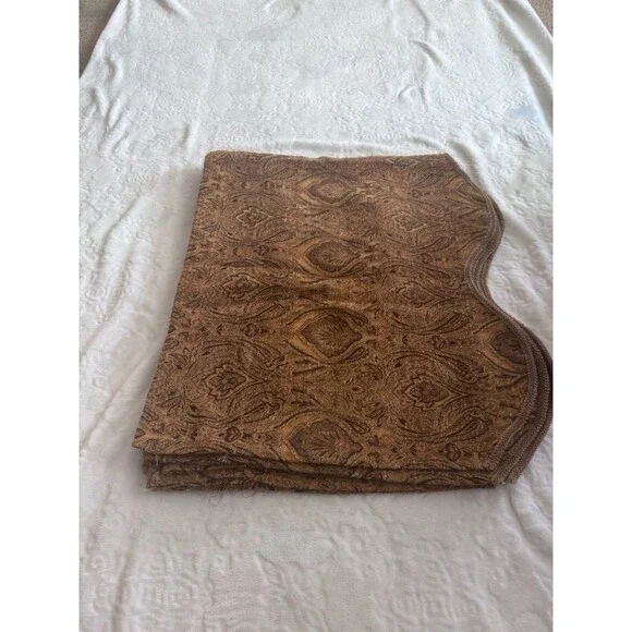 4 Vintage 80s 90s Valance Curtain Tapestry Brown Textured Scalloped 52” X 22”