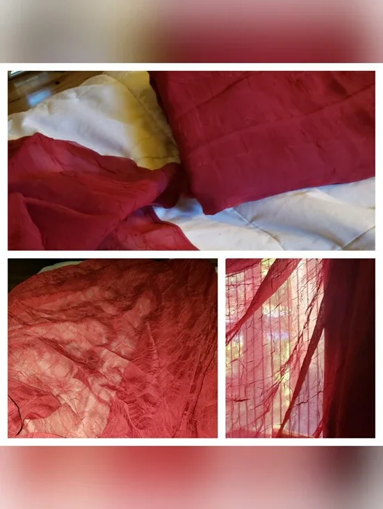 Maroon Crushed Sheer Fabric 2.5 Yards