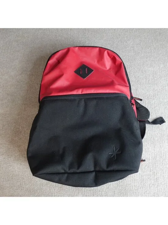 Shrine Backpack Black Red Solid Sneaker Compartment Travel