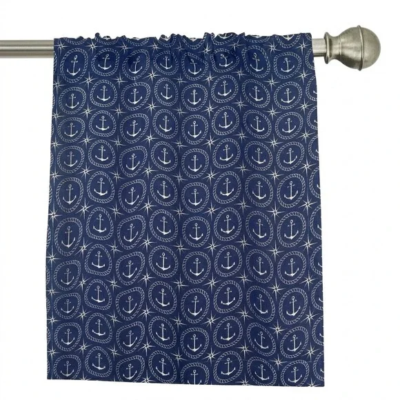 Ambesonne Nautical Anchor Window Curtains 2 Panel Set 56x95 Rod Pocket