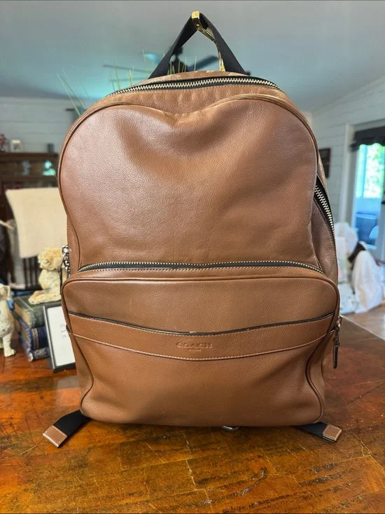 Coach Men’s Hudson  Chestnut Leather Backpack