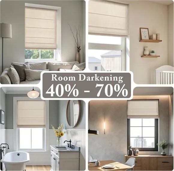 27x64 Madison Park Galen Matte Cordless Room Darkening Roman Shade Matte Linen