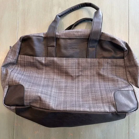 John‎ Varvatos Gray & Black Weekender Gym Travel Duffle Bag Carry On