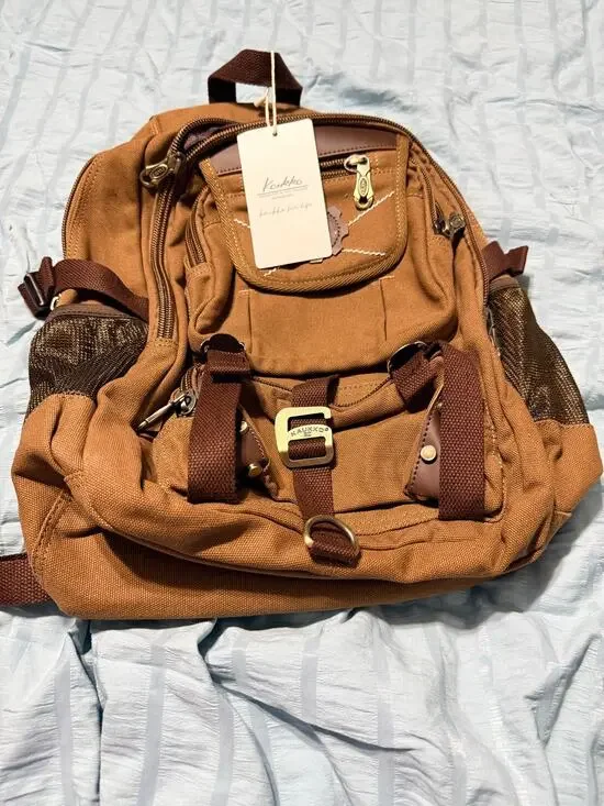 KAUKKO Men Canvas Backpack Laptop School Satchel Travel camping Bag Rucksack 316