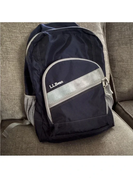 L.L. Bean Navy Backpack with Light Gray Accents