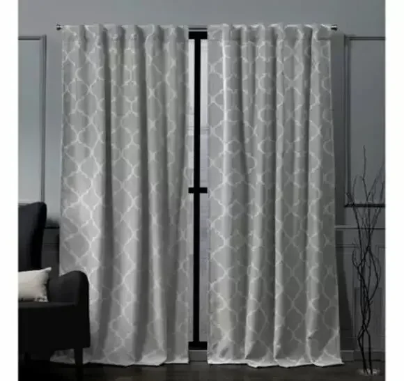 Nicole Miller Treillage Back Tab Blackout Window Curtain Panels Gray 84
